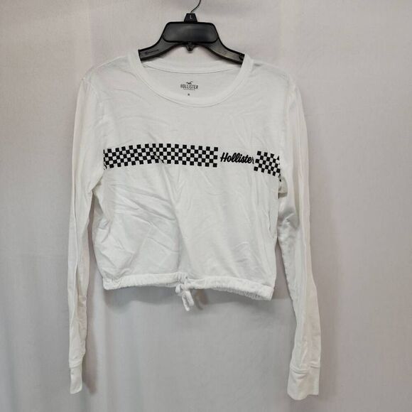 Hollister Size Medium White Long-Sleeve Cropped Tie W - Picture 1 of 6